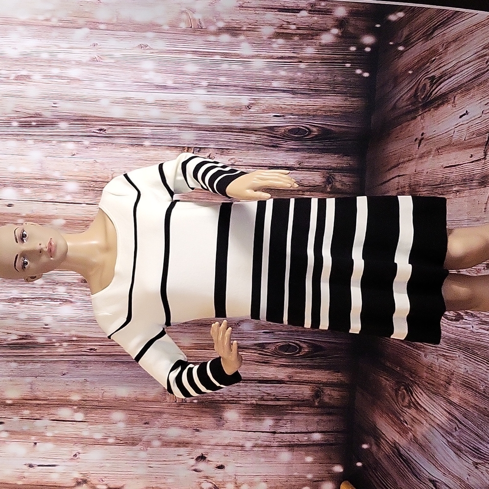 Loft Women's Long Sleeve Striped Knit  Dress Size M (Like New)